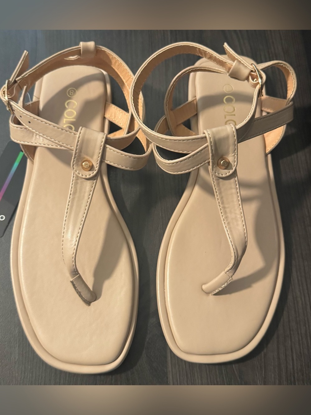 Colgo Nude T-Strap Women's Sandals